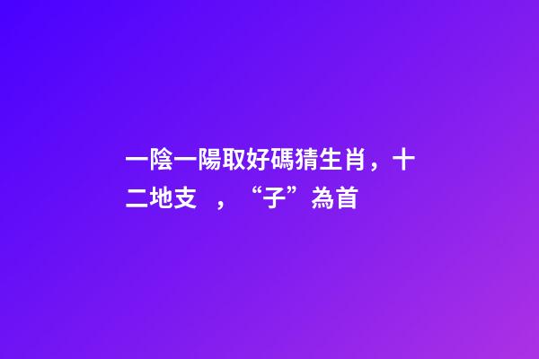 一陰一陽取好碼猜生肖，十二地支，“子”為首-第1張-觀點-玄機派